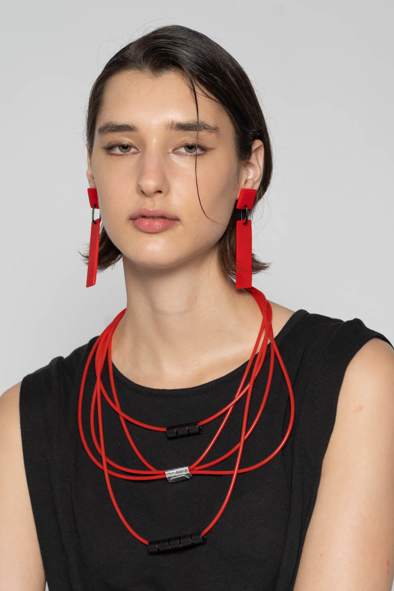 GEO Earrings Red