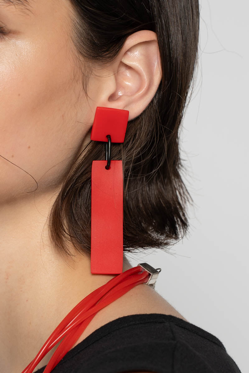 GEO Earrings Red