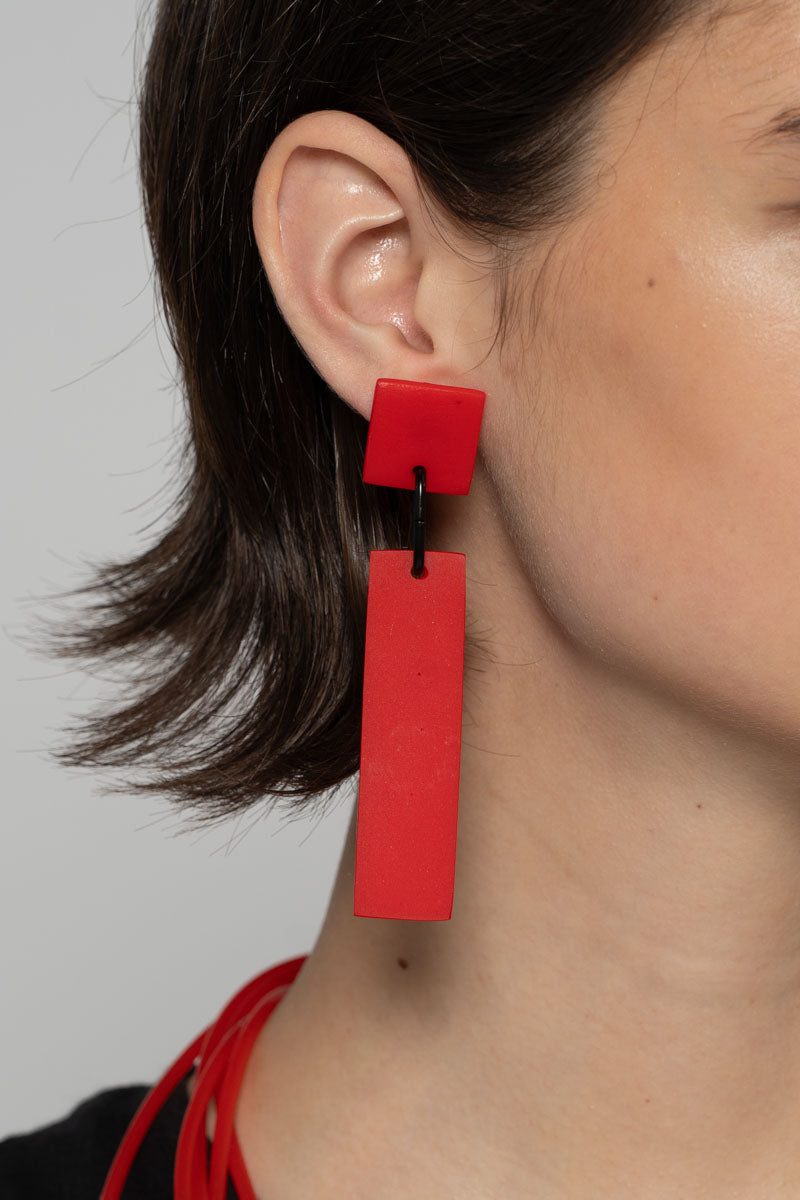 GEO Earrings Red