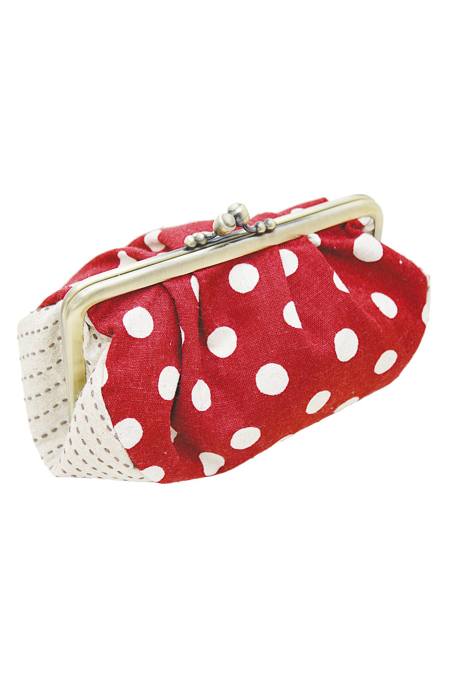Dot Gamaguchi Pouch Red