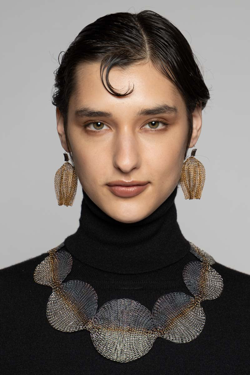 Flower Bud Earrings Brass