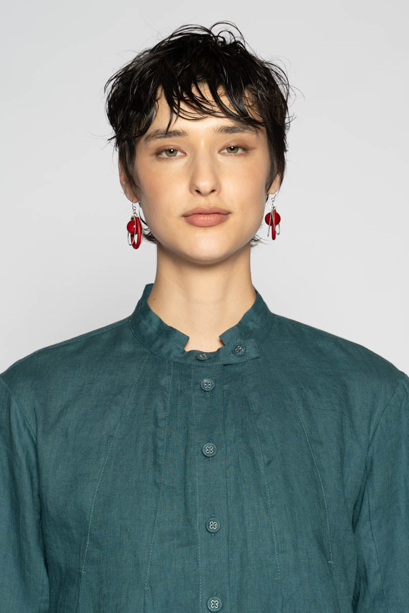 Loop Steel Earrings Red