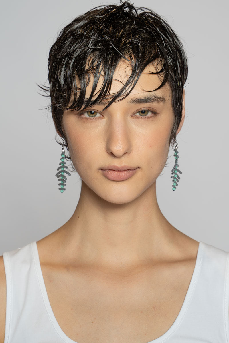 Spine Bead Earrings Grey