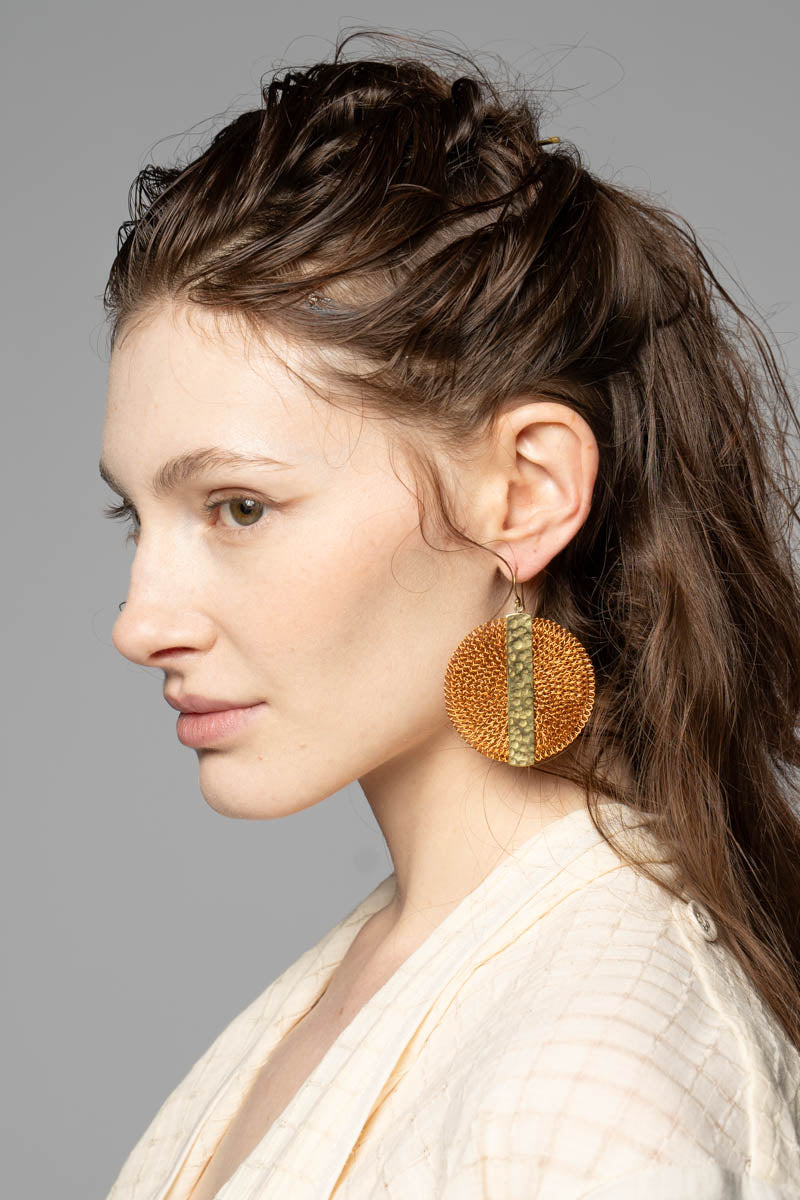 Vertical Earrings Orange Copper