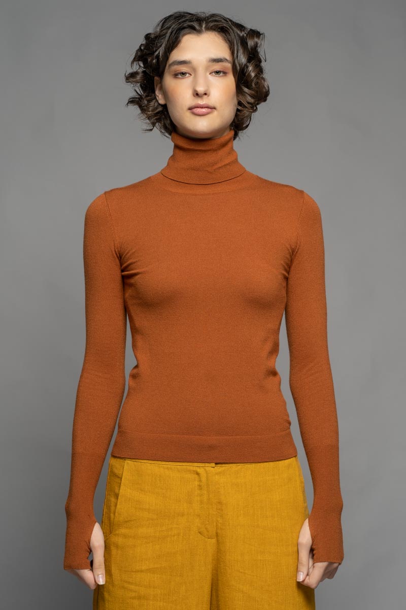 Yoko High Neck Top Tan