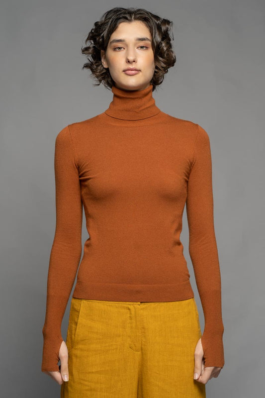 Yoko High Neck Top Tan