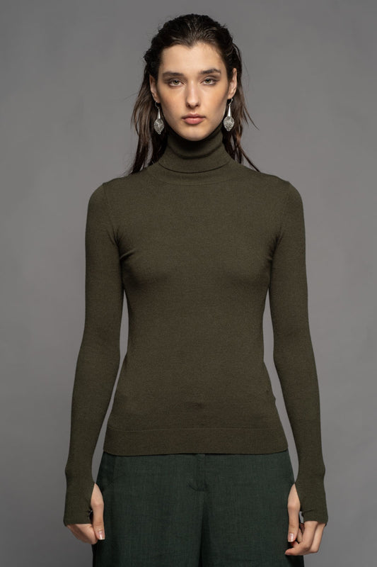 Yoko High Neck Top Pine