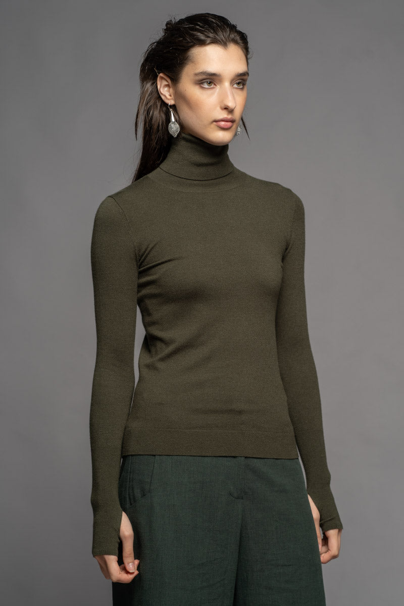 Yoko High Neck Top Pine