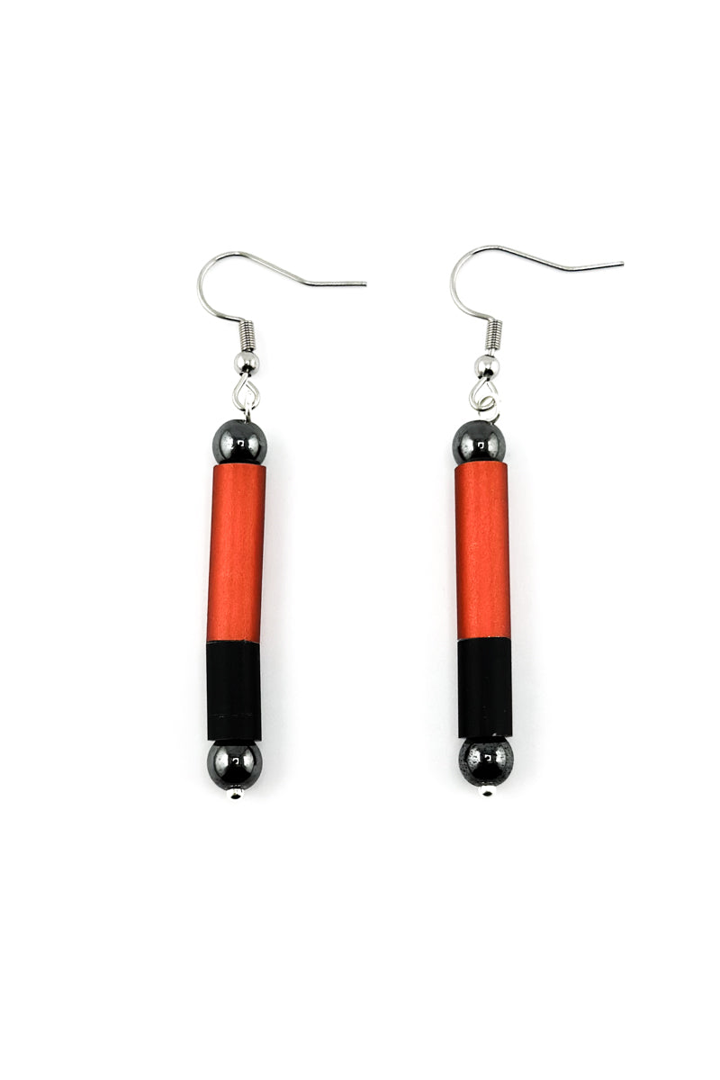 Alum Ball Earrings Red
