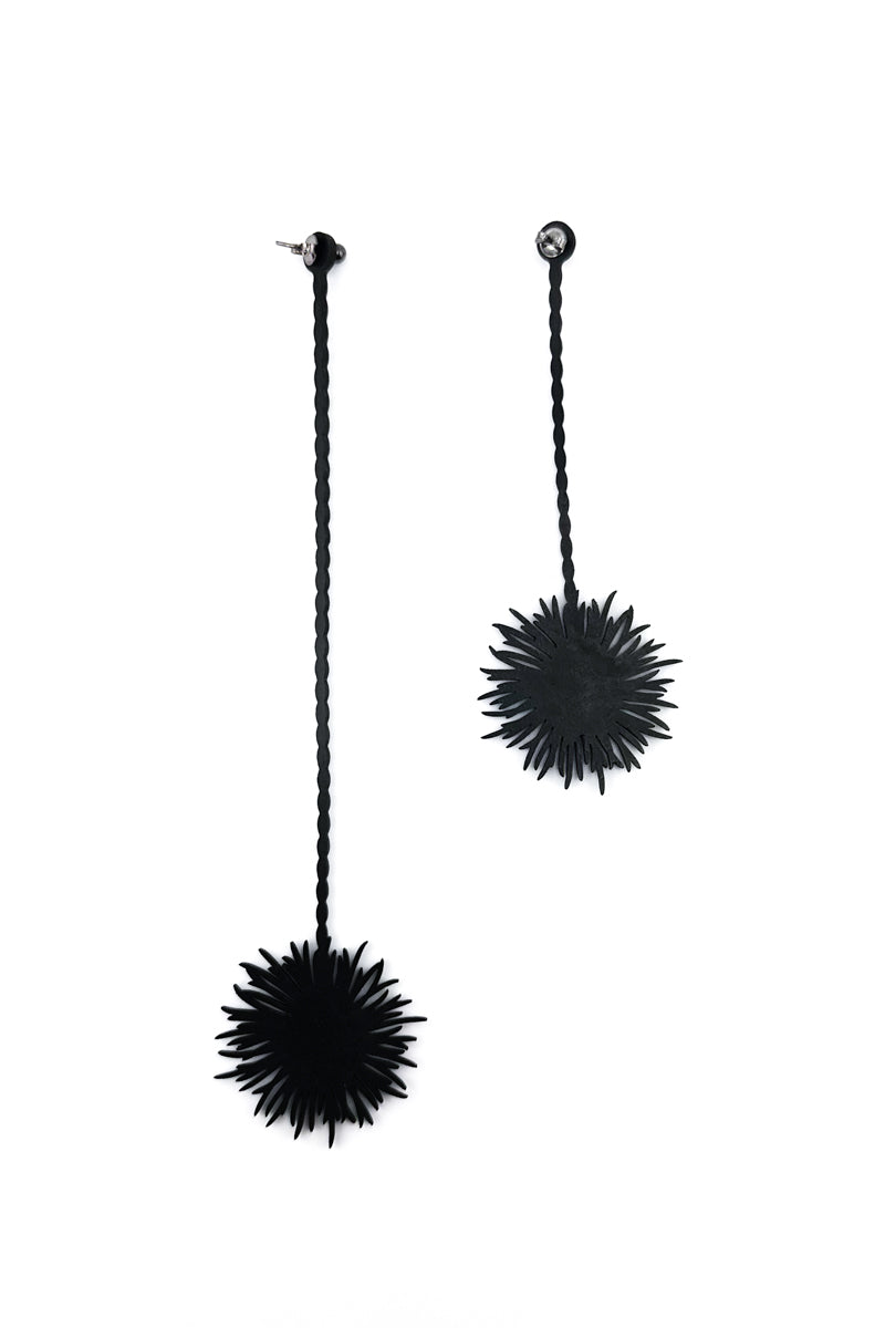Pom Pom Earrings Blk