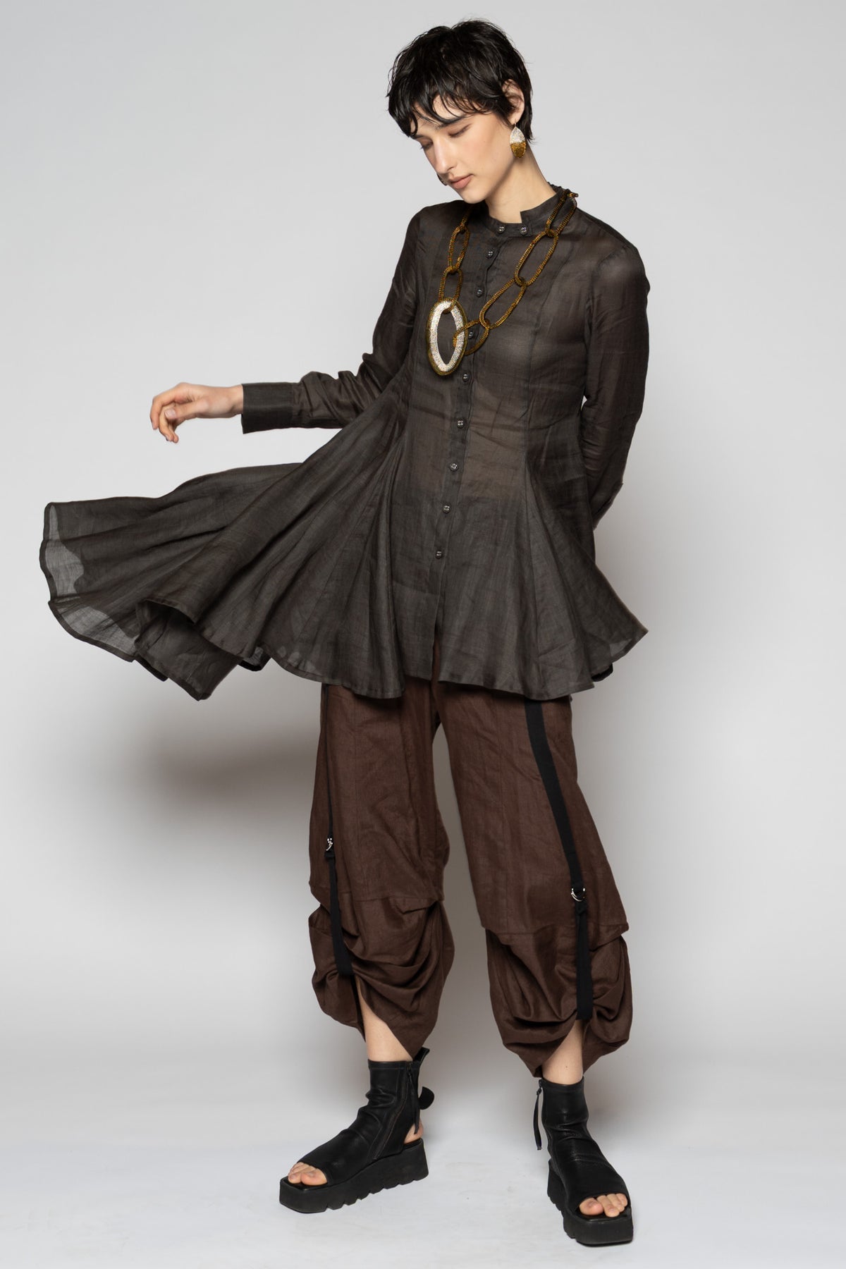 Bloom Long Shirt Charcoal