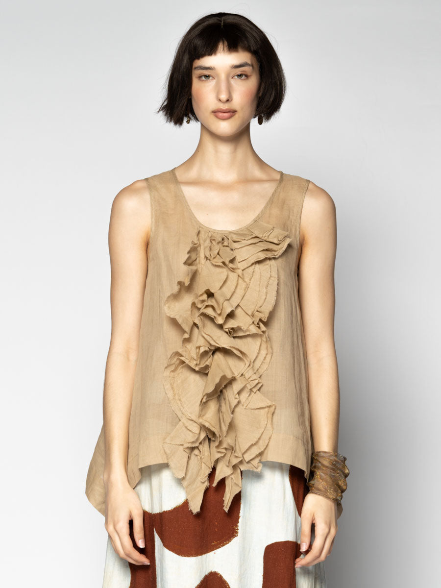 Sumi Frill Top Wheat