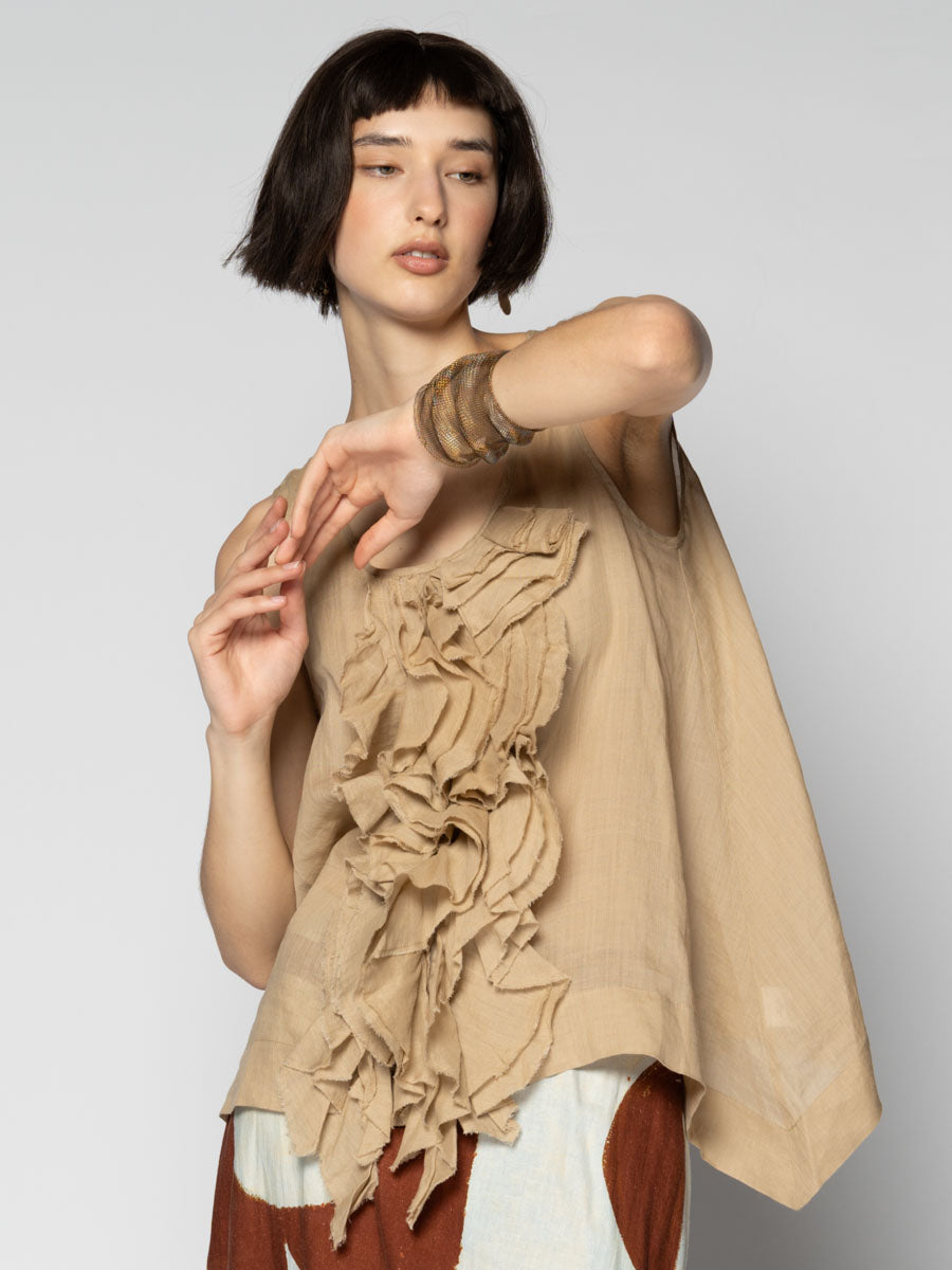 Sumi Frill Top Wheat