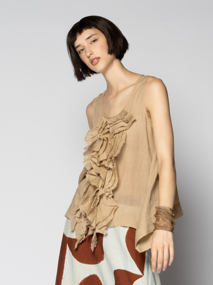 Sumi Frill Top Wheat