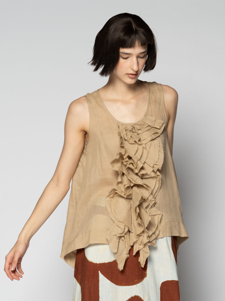 Sumi Frill Top Wheat