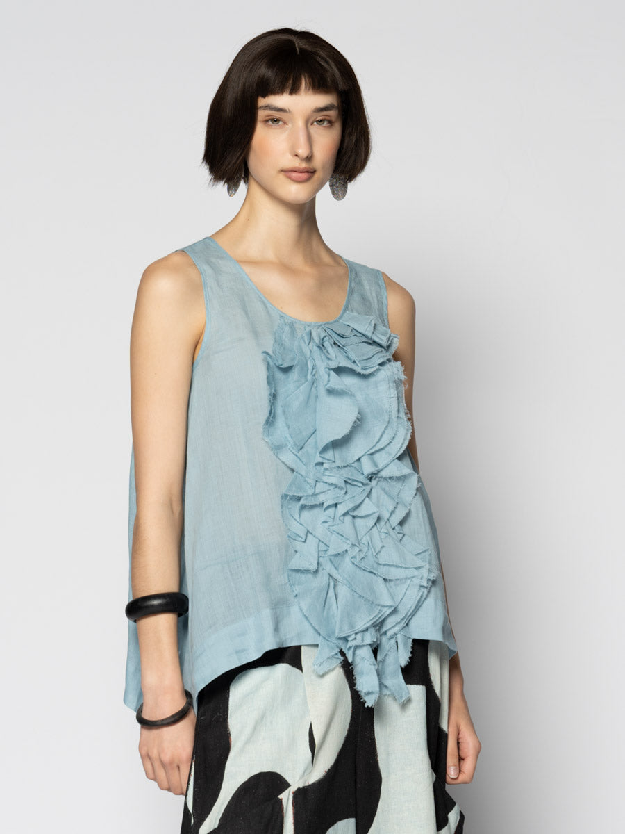 Sumi Frill Top Sky