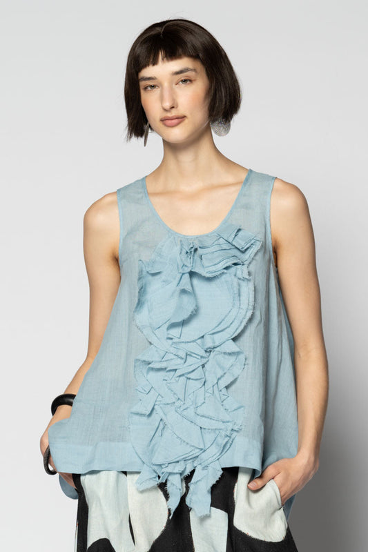 Sumi Frill Top Sky
