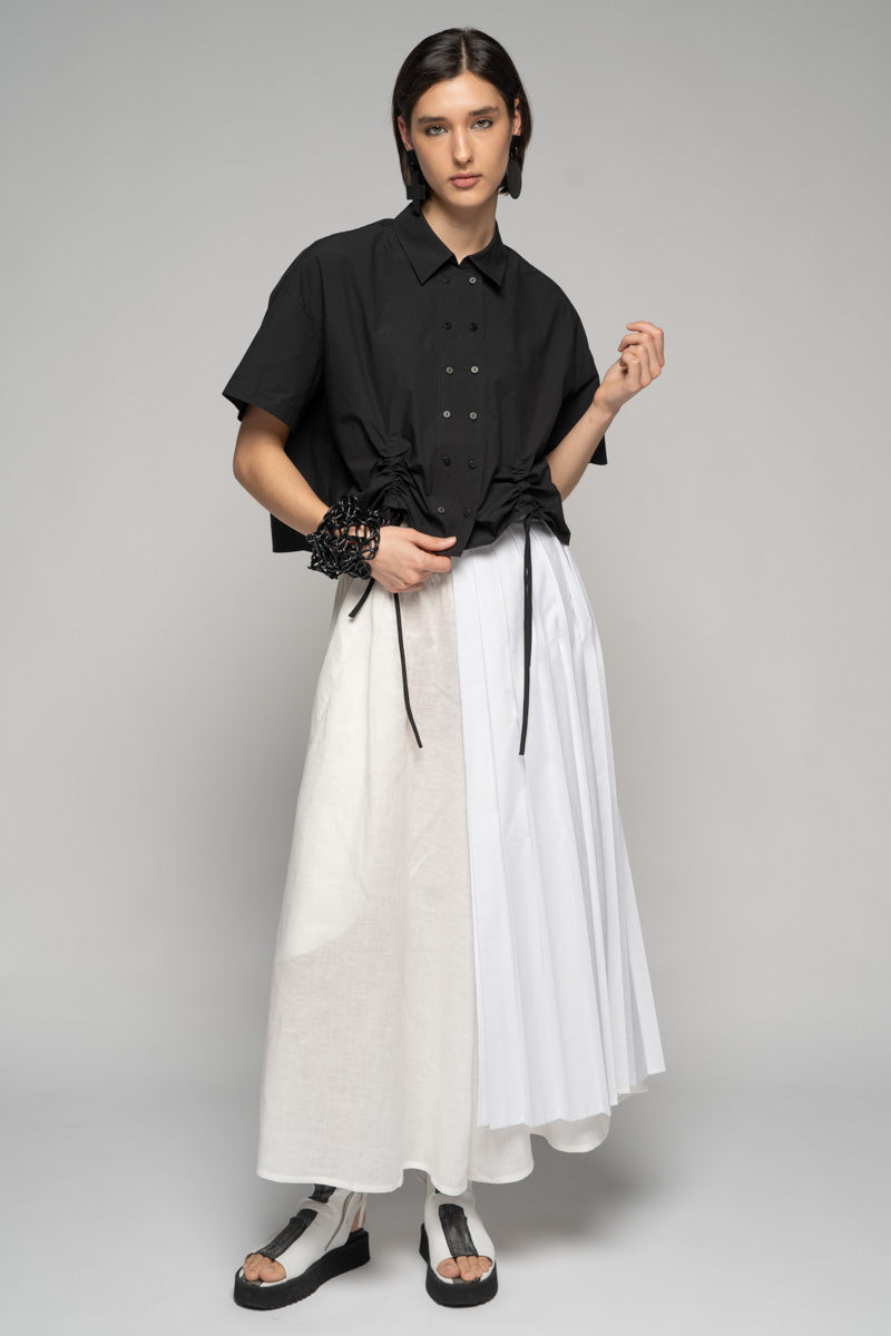 Jet Pleated Apron Wh