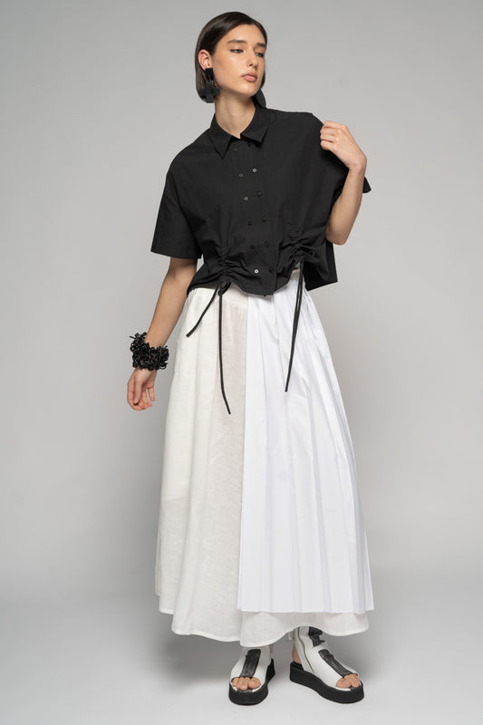 Jet Pleated Apron Wh