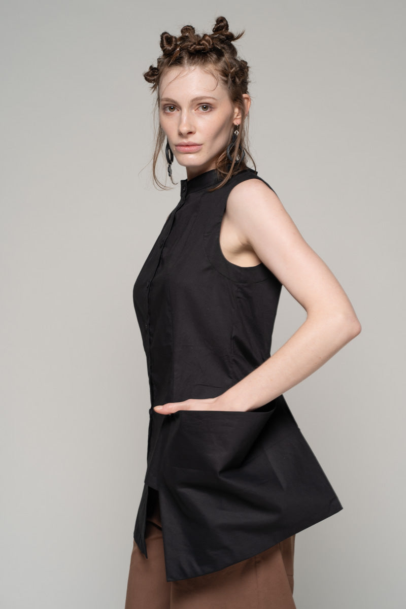 Washi Sleeveless Top Black