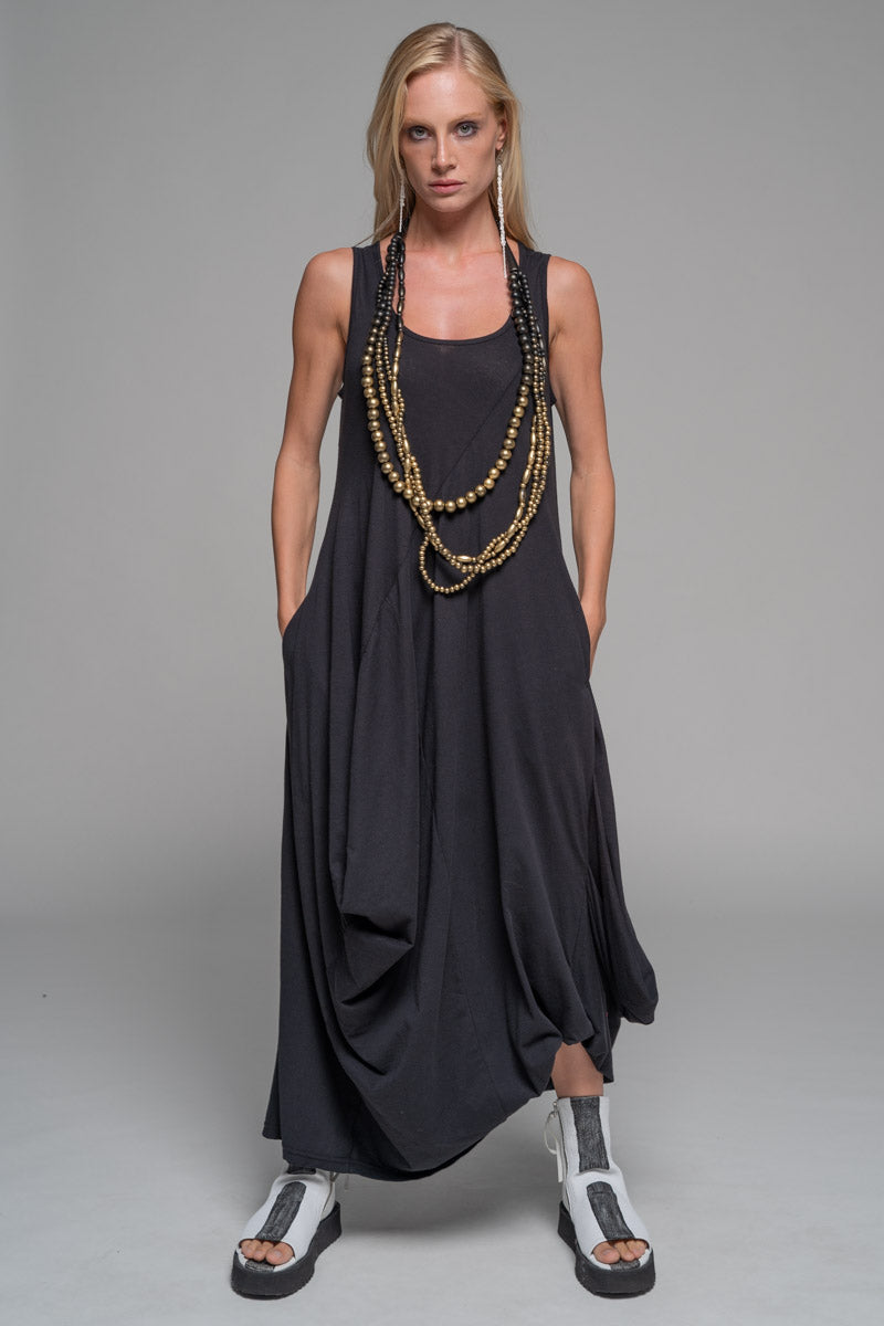 Tsuru Drape Dress Blk