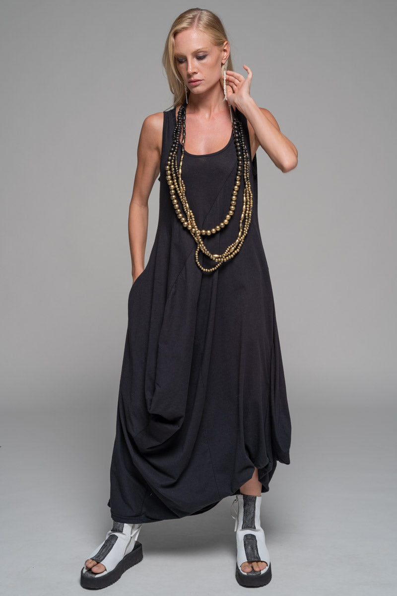 Tsuru Drape Dress Blk