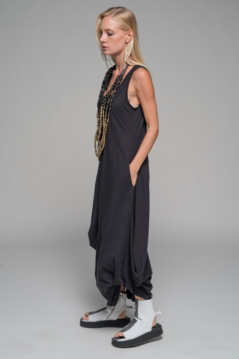 Tsuru Drape Dress Blk