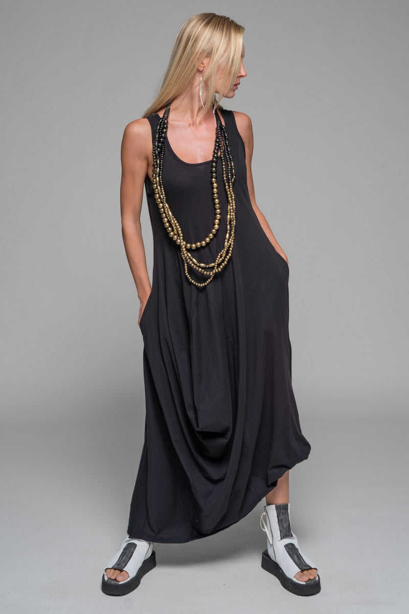 Tsuru Drape Dress Blk