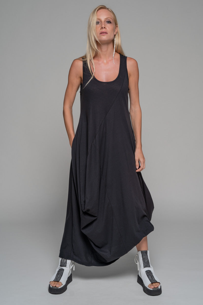 Tsuru Drape Dress Blk