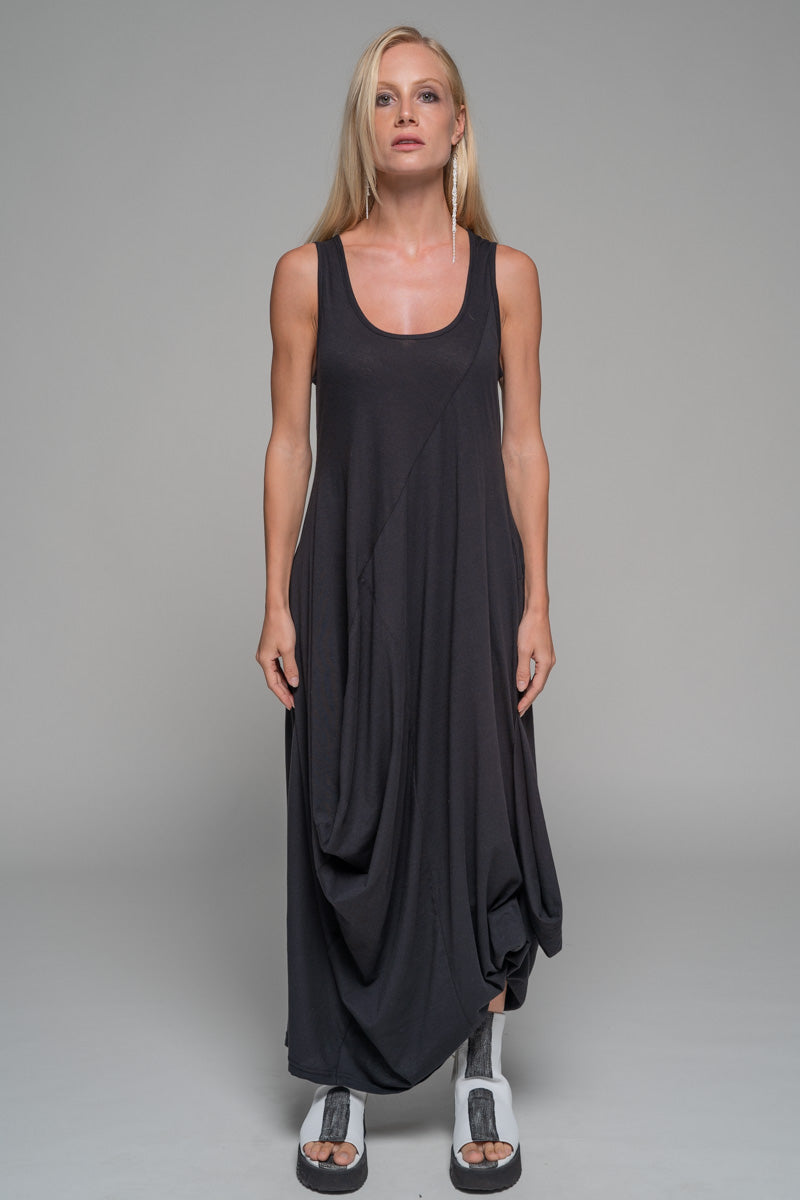 Tsuru Drape Dress Blk