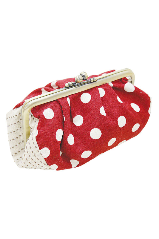 Dot Gamaguchi Pouch Red