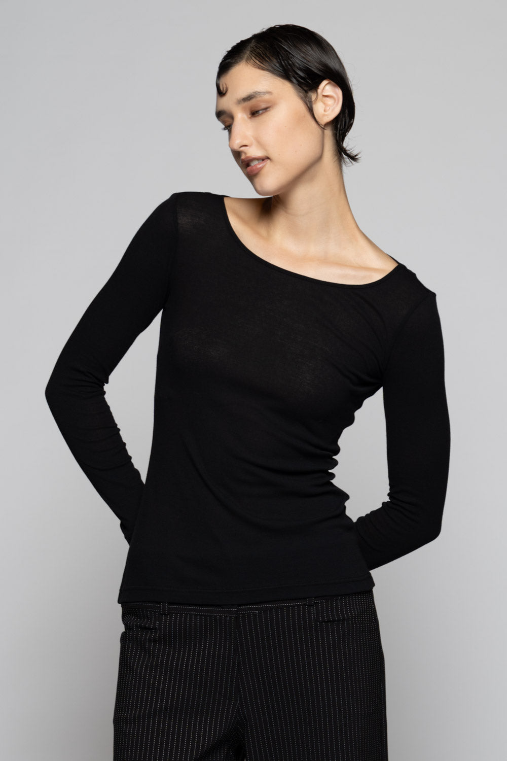 Supima L/S Top Blk