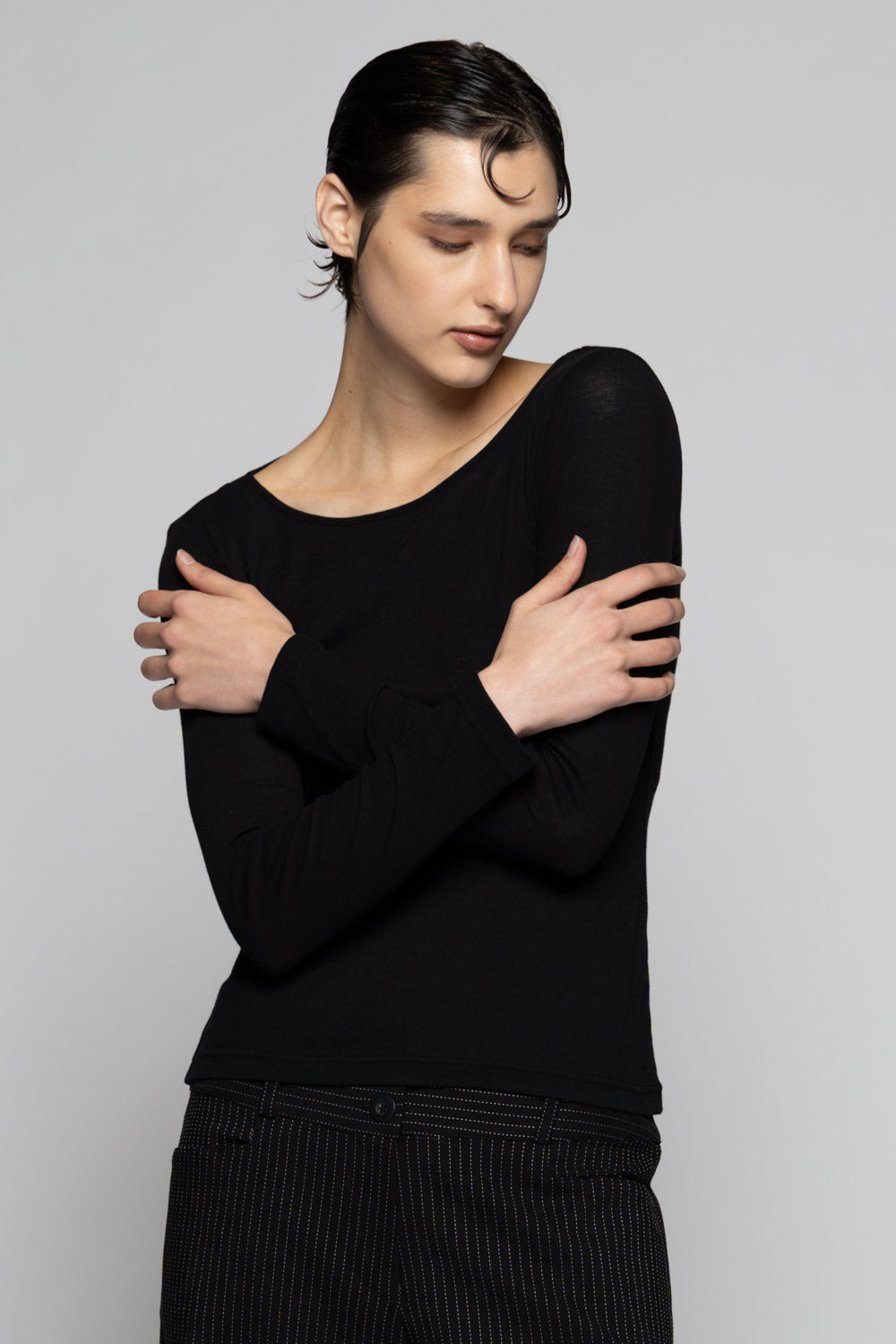 Supima L/S Top Blk