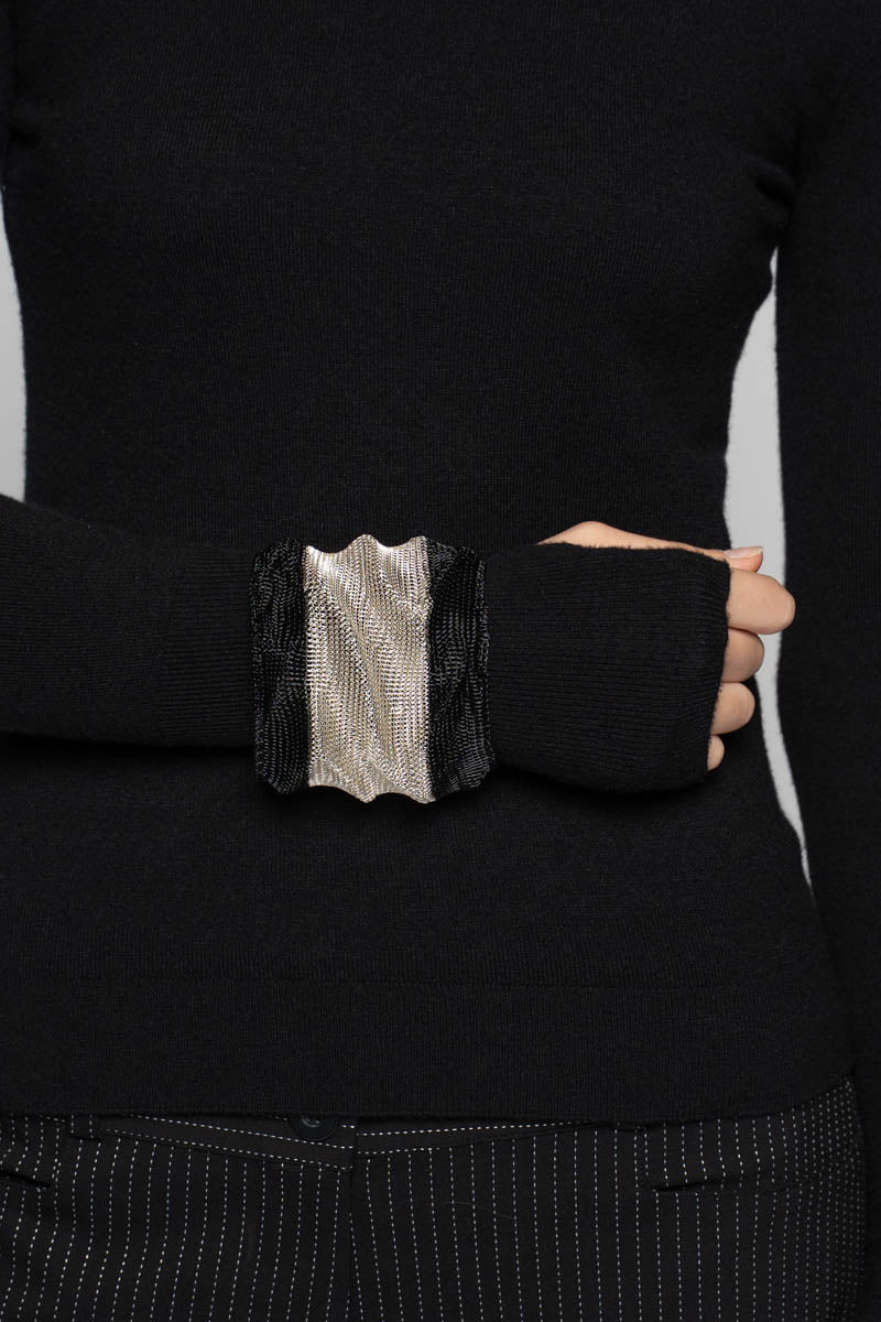 Scrunch Bangle Blk/Slv