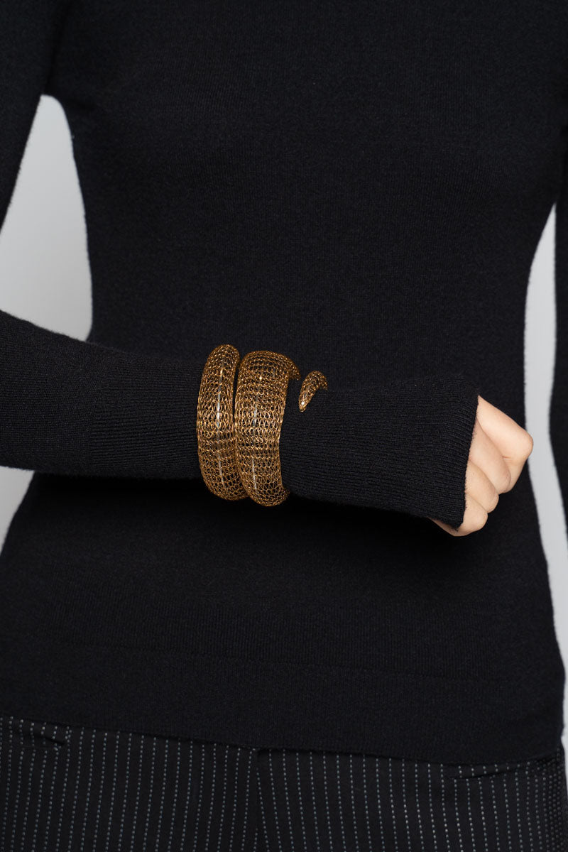 Snake Wrap Bangle Brass