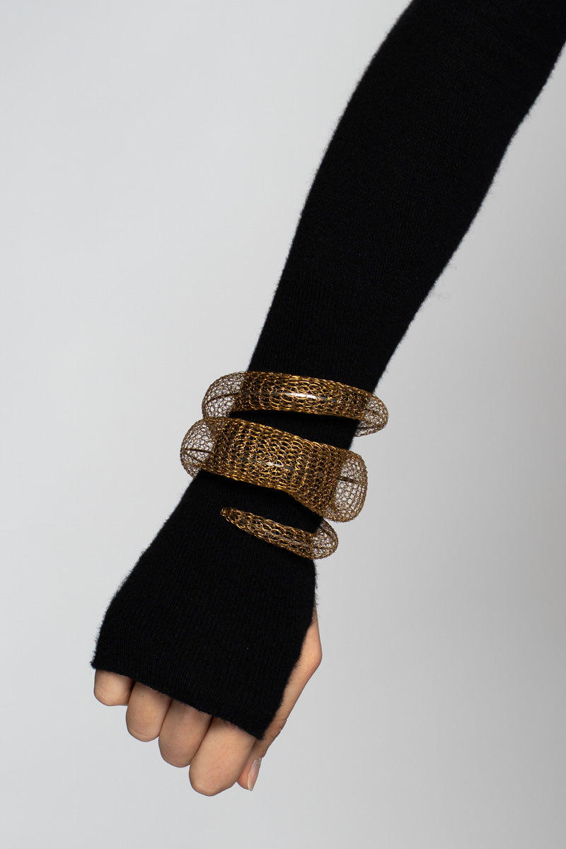Snake Wrap Bangle Brass