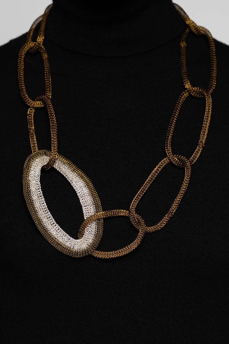 Oval Loop Chain NL Slv/Antq