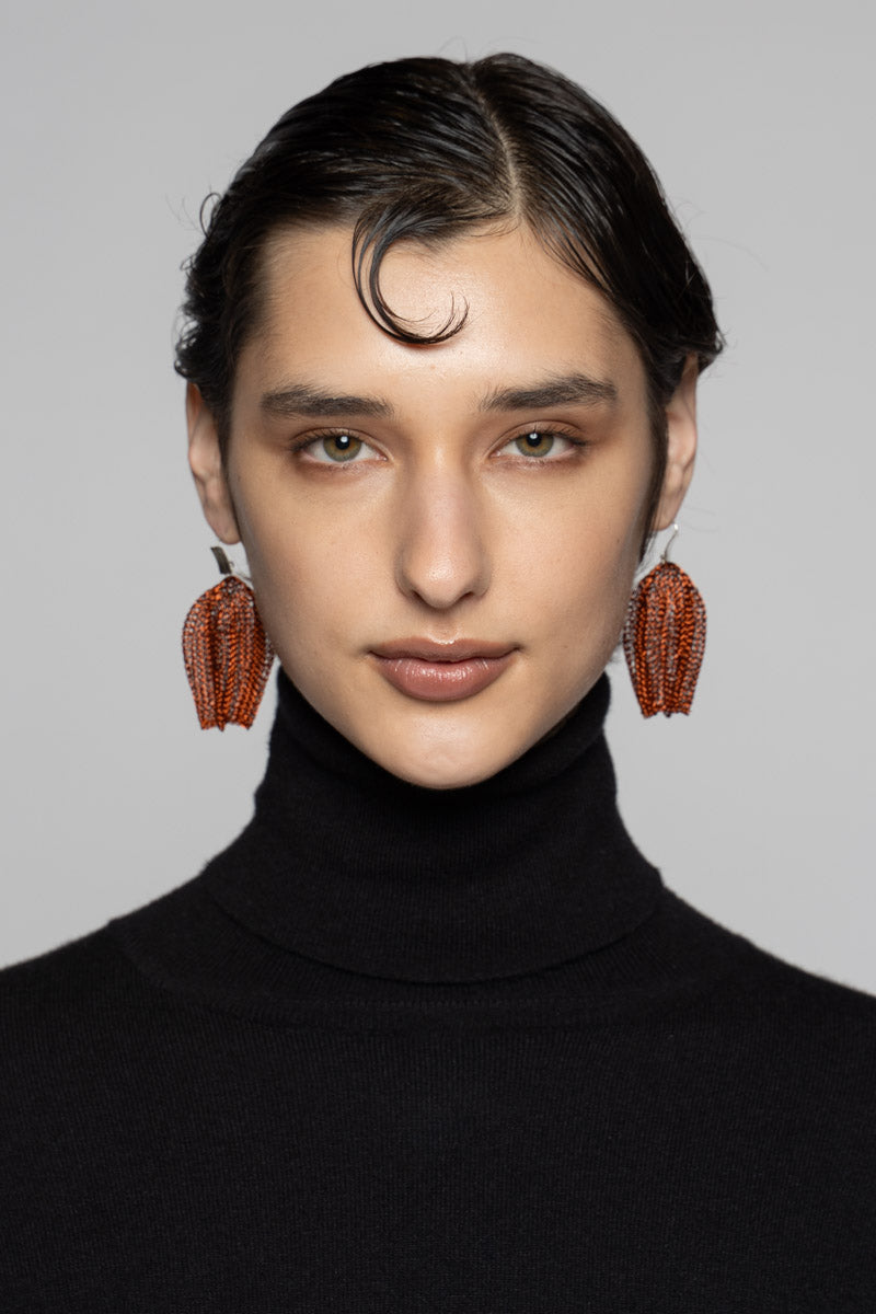Flower Bud Earrings Copper