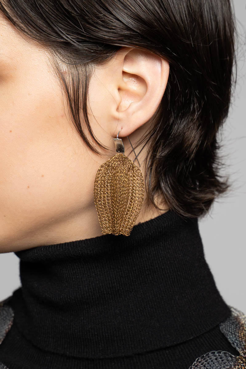 Flower Bud Earrings Brass