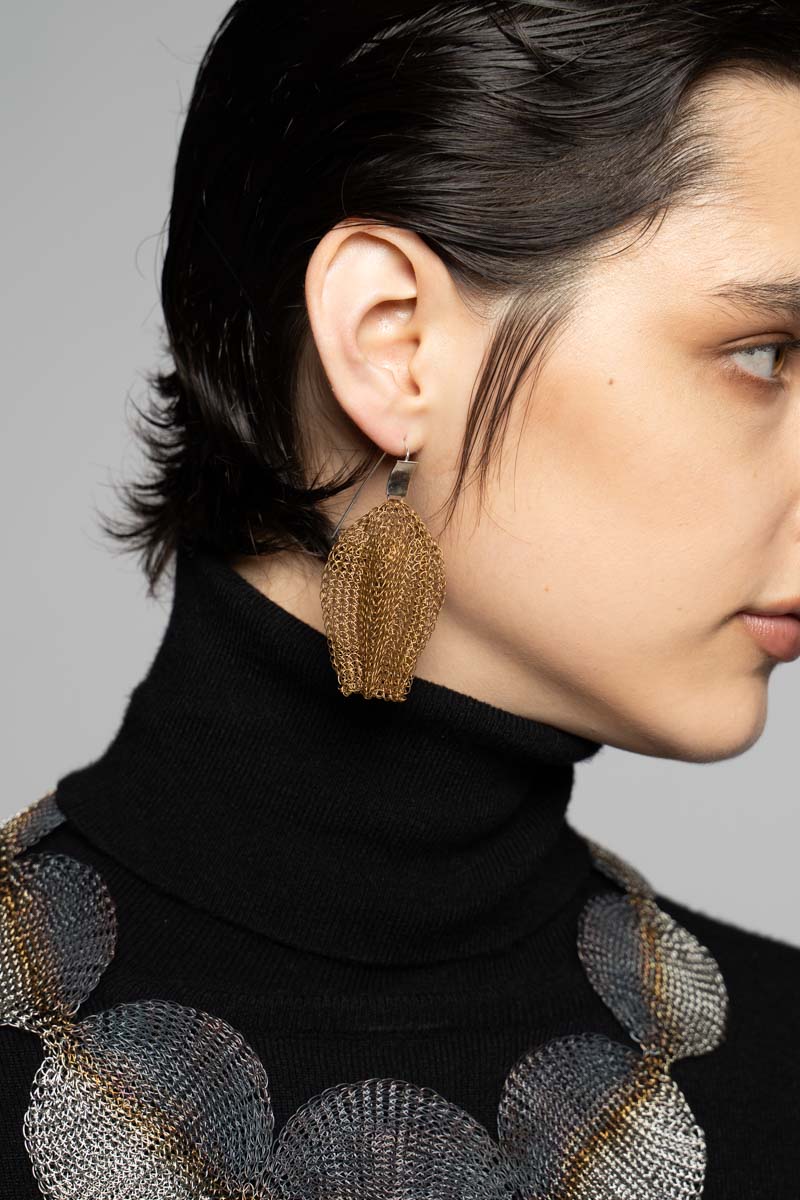 Flower Bud Earrings Brass