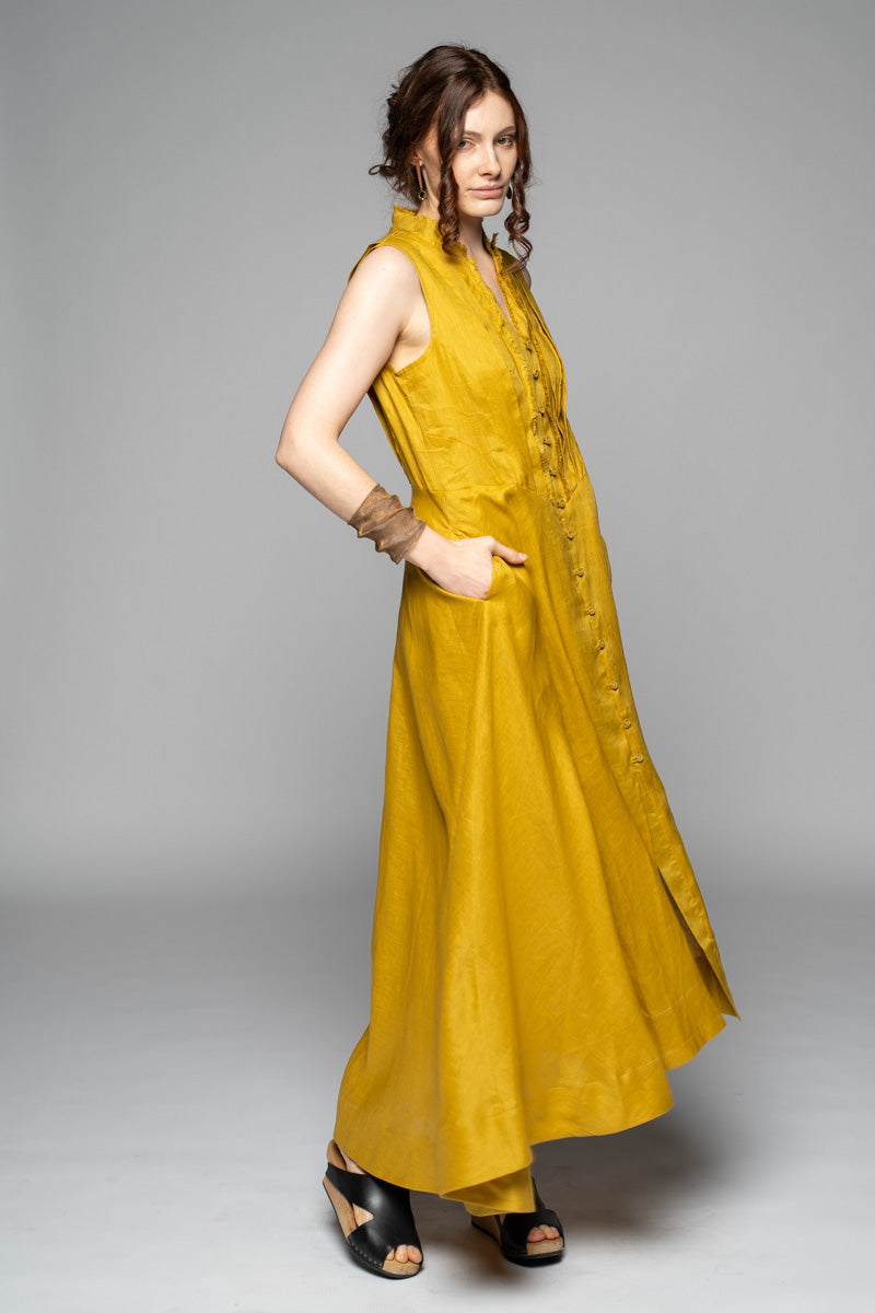 Asuka Tuck Dress Chartreuse