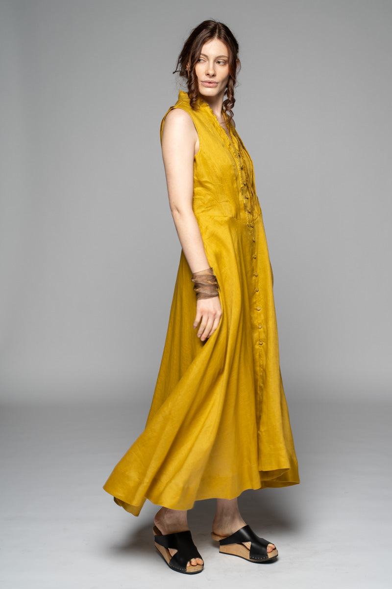 Asuka Tuck Dress Chartreuse