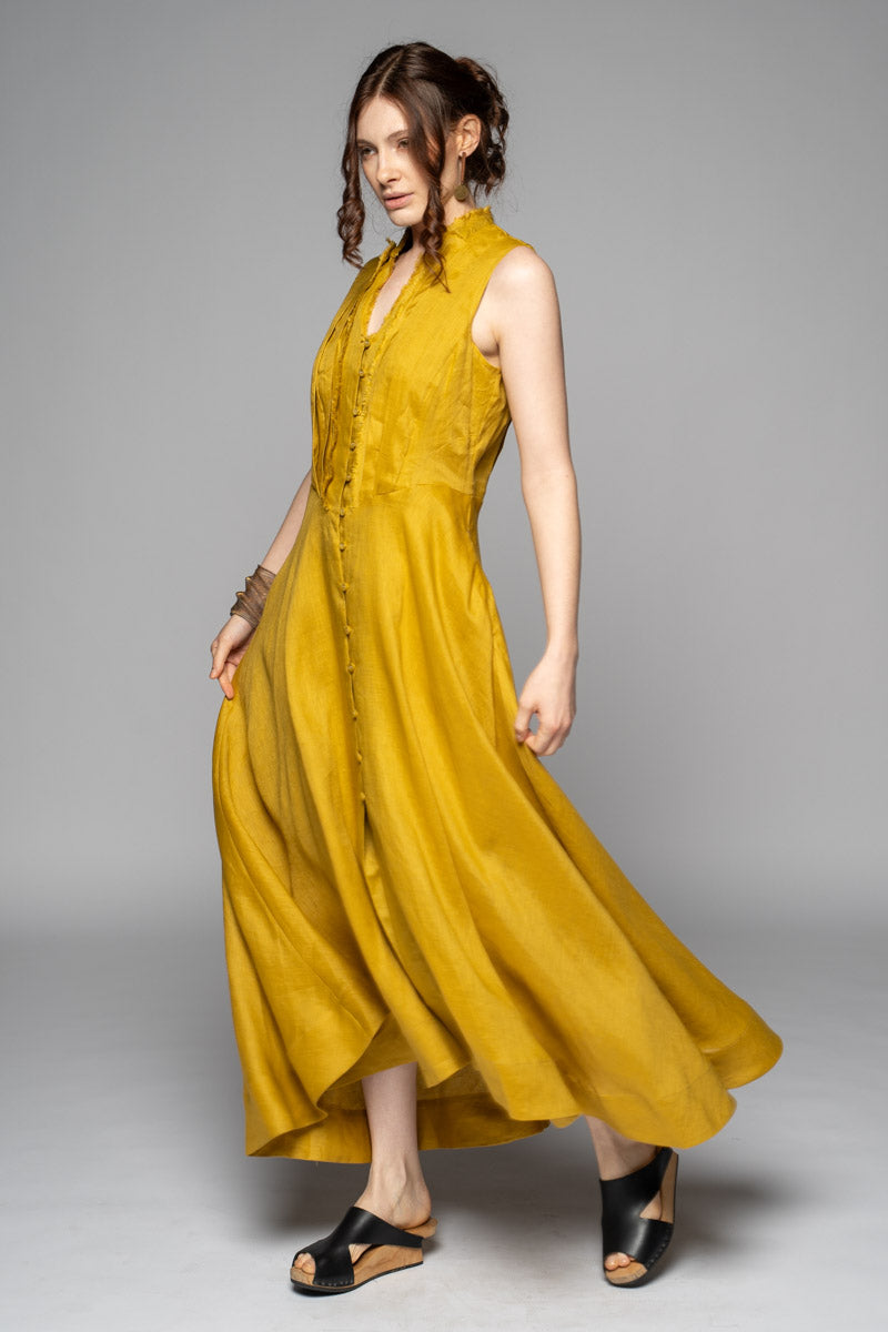 Asuka Tuck Dress Chartreuse