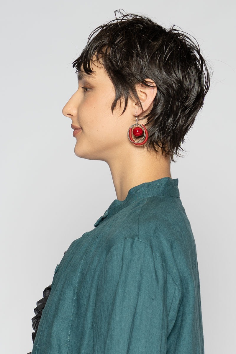 Loop Steel Earrings Red