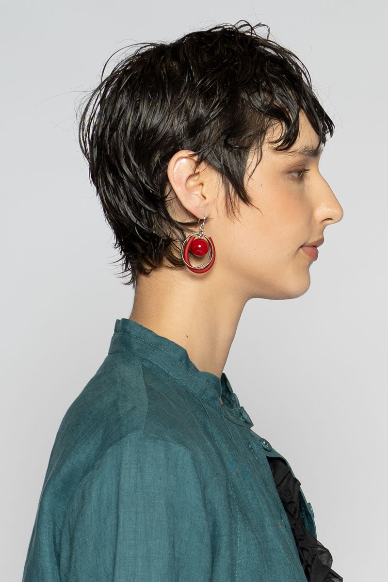 Loop Steel Earrings Red