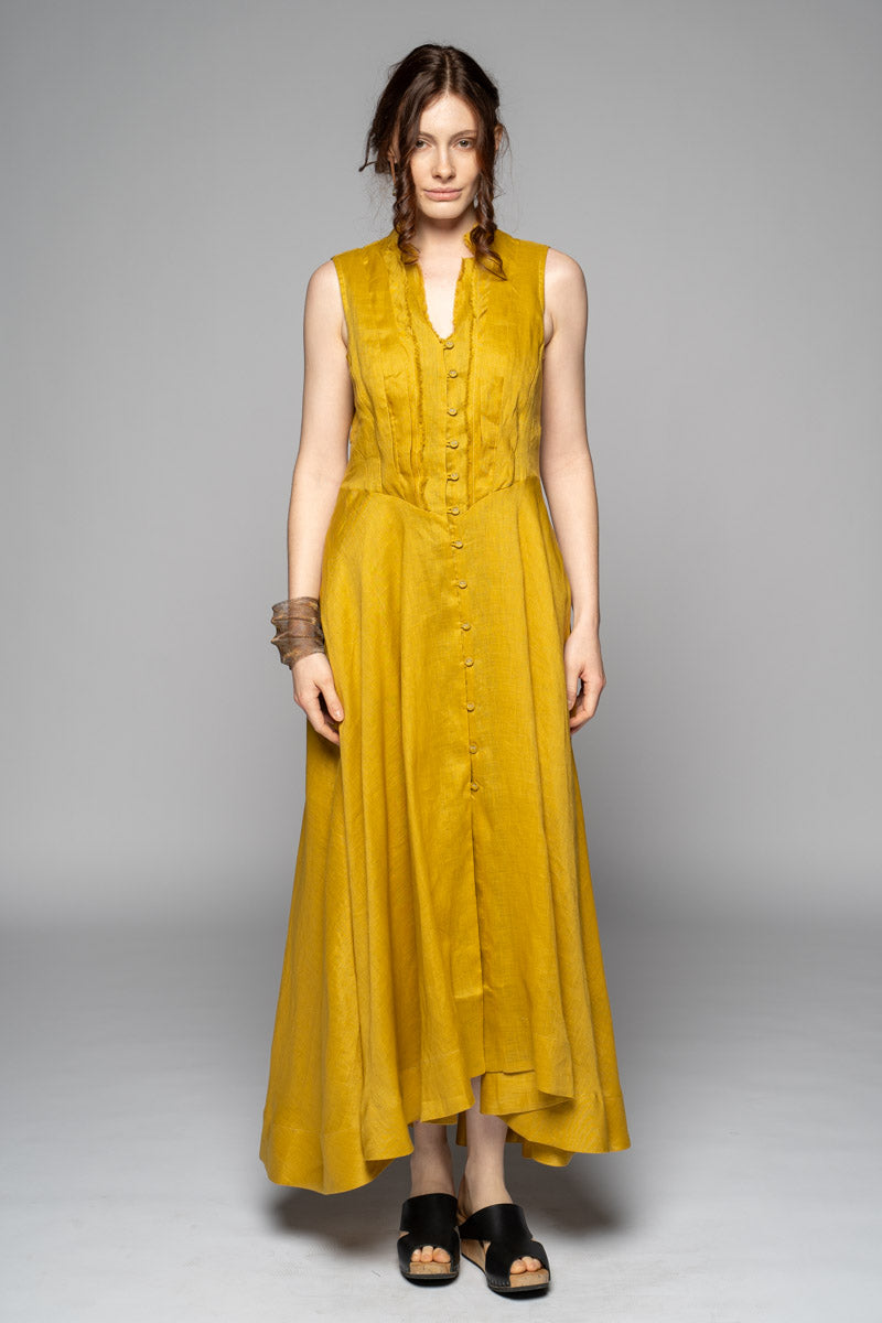 Asuka Tuck Dress Chartreuse