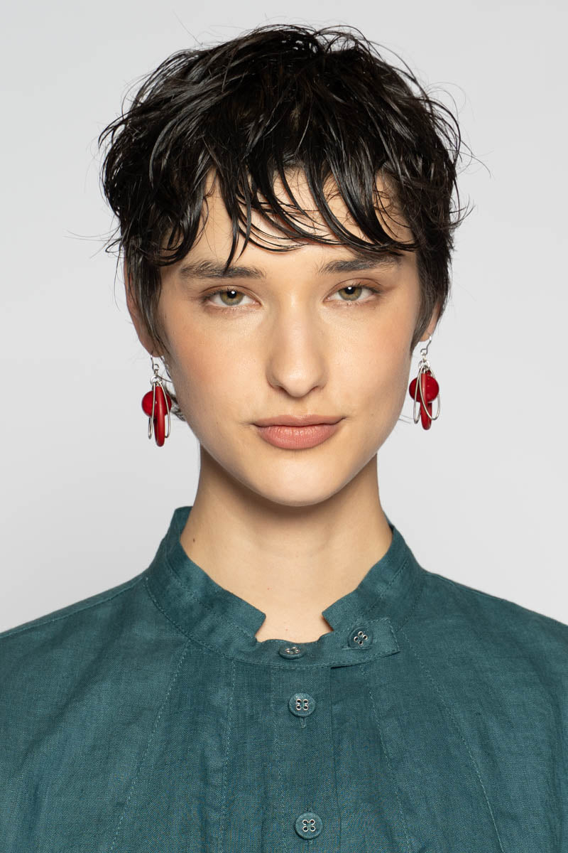 Loop Steel Earrings Red