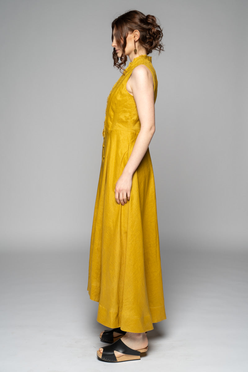 Asuka Tuck Dress Chartreuse