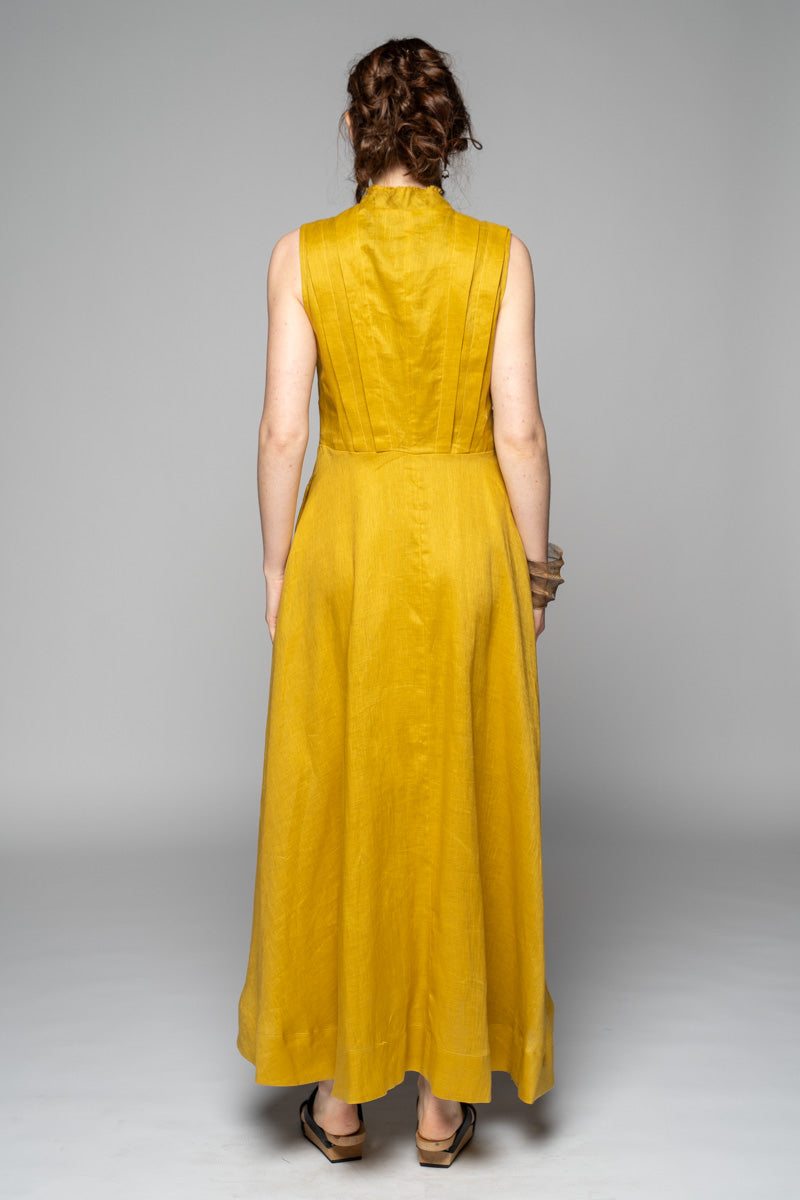 Asuka Tuck Dress Chartreuse
