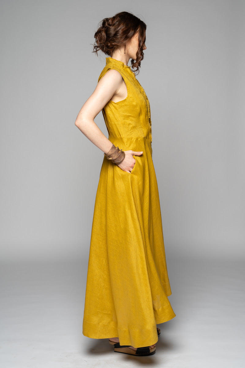Asuka Tuck Dress Chartreuse